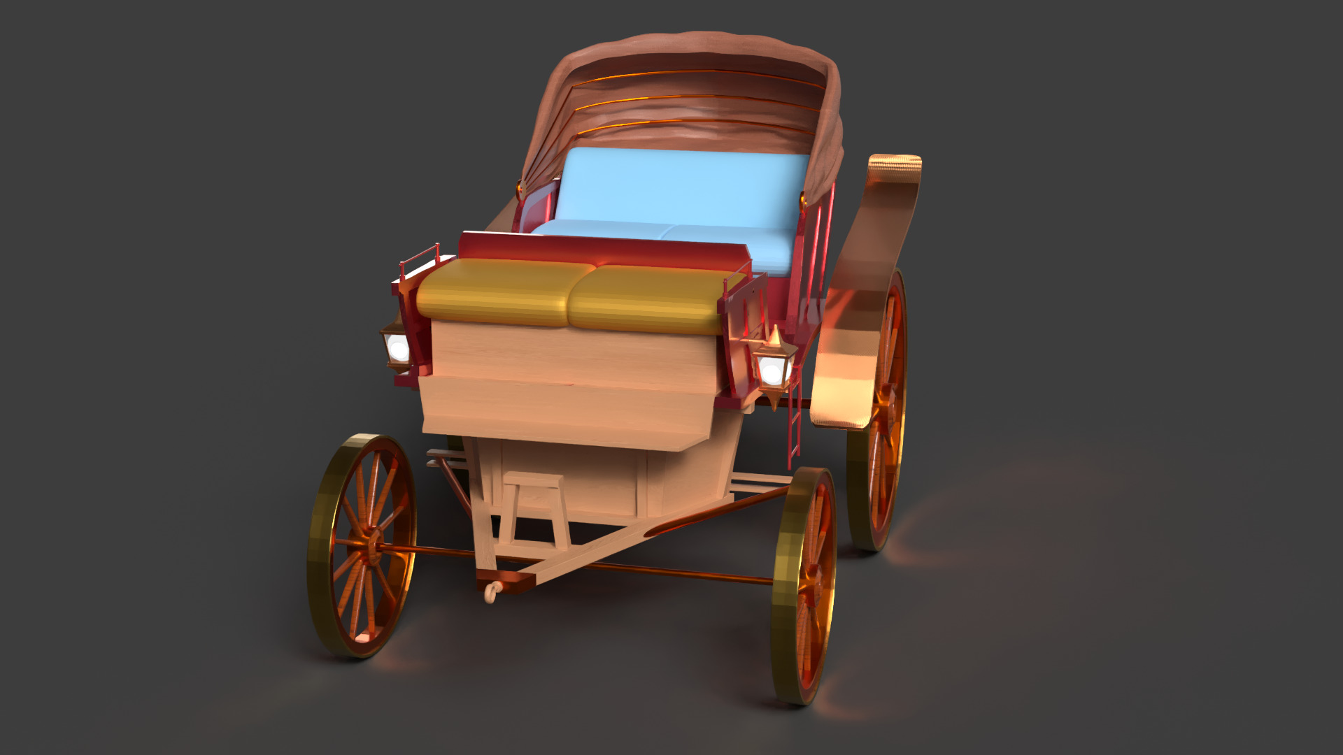 Chinese vintage buggy  Low-poly 3D model_2