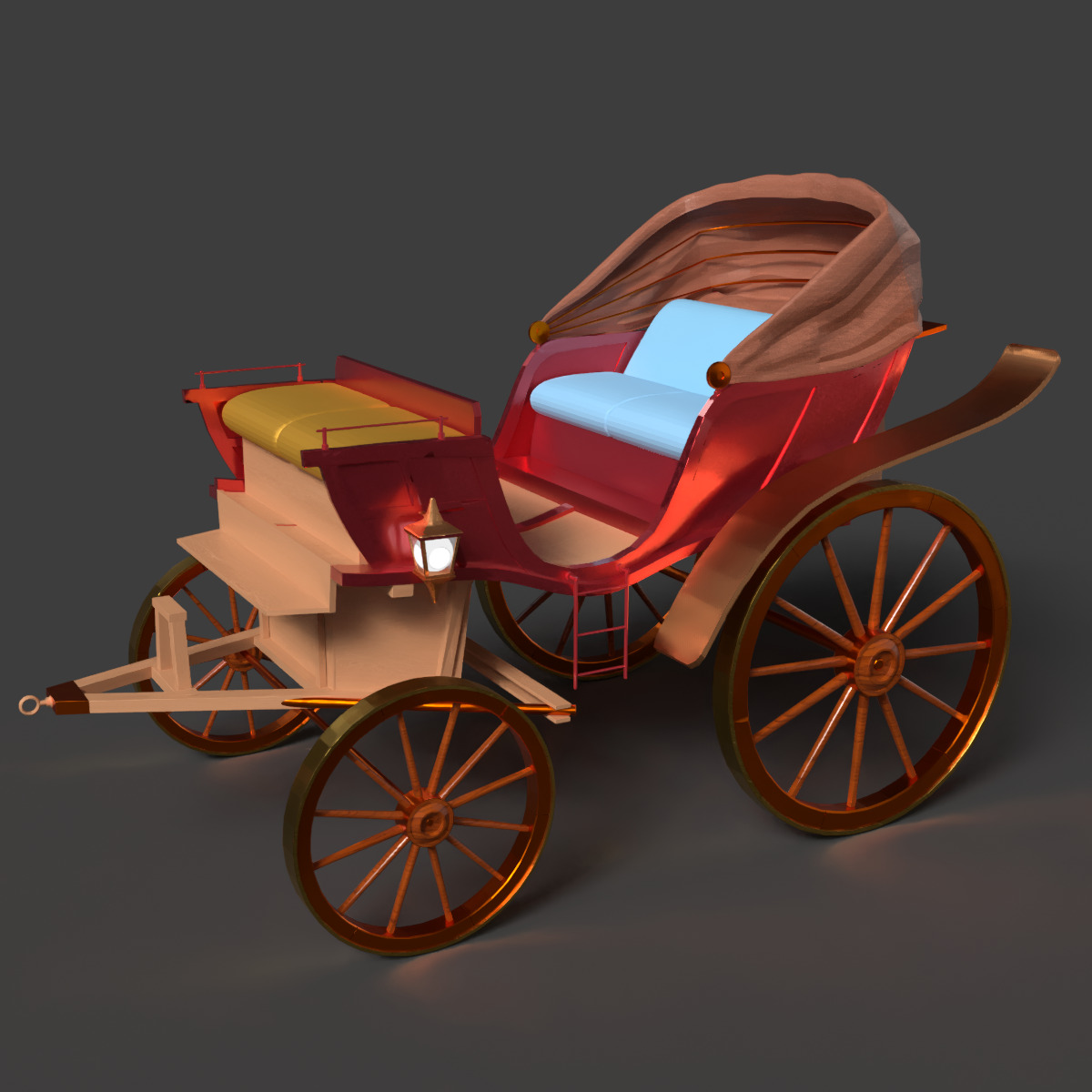 Chinese vintage buggy  Low-poly 3D model_6