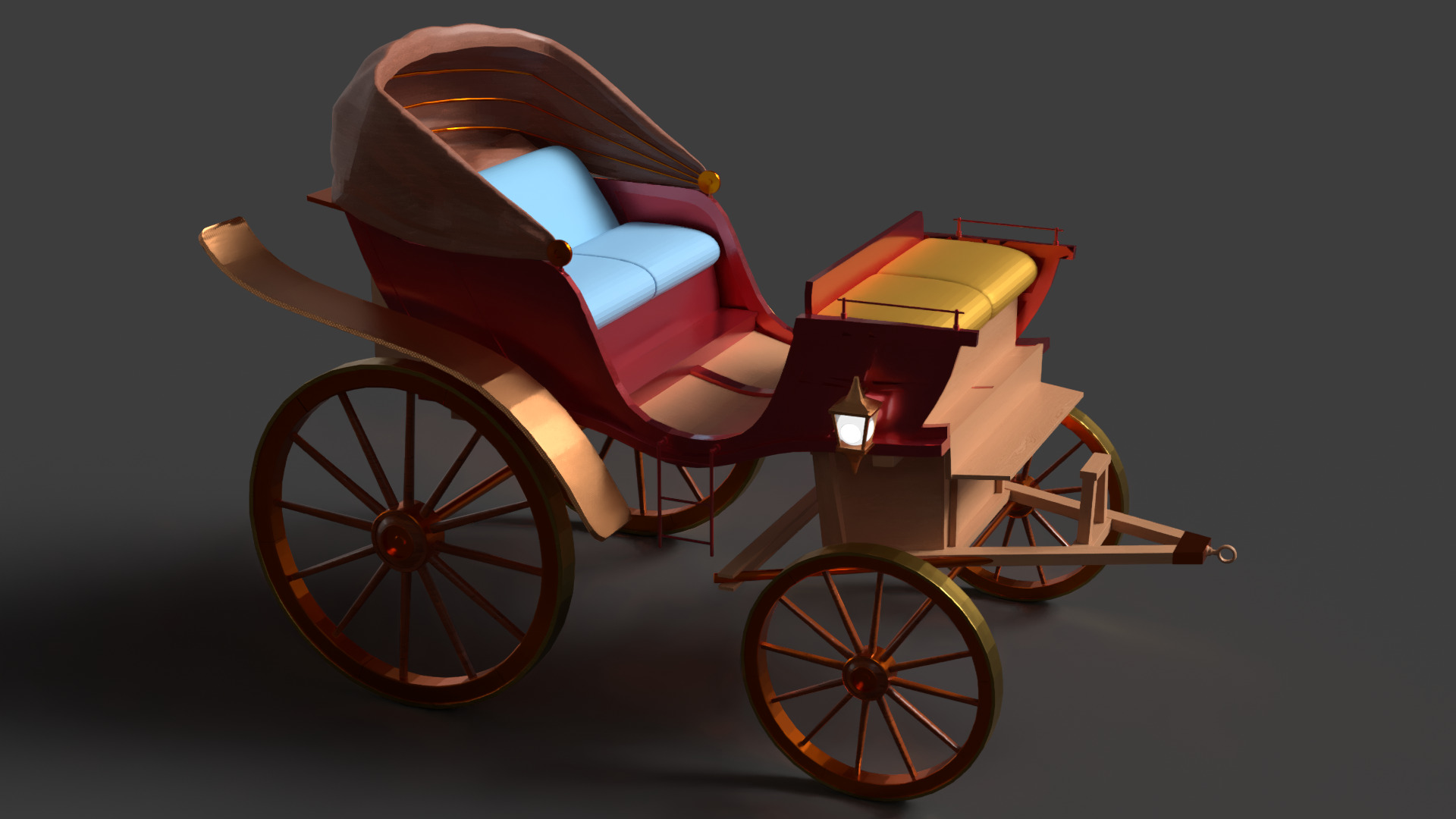 Chinese vintage buggy  Low-poly 3D model_5