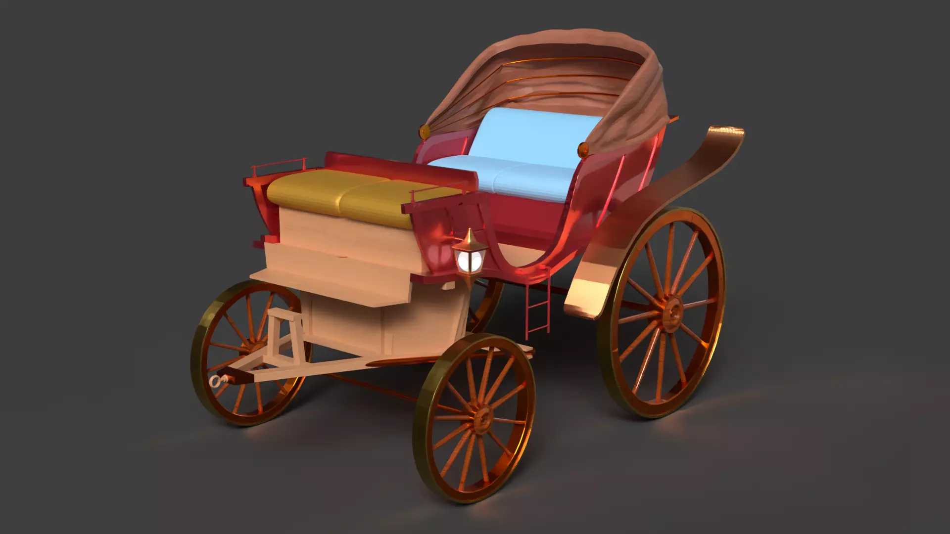 Chinese vintage buggy  Low-poly 3D model_0
