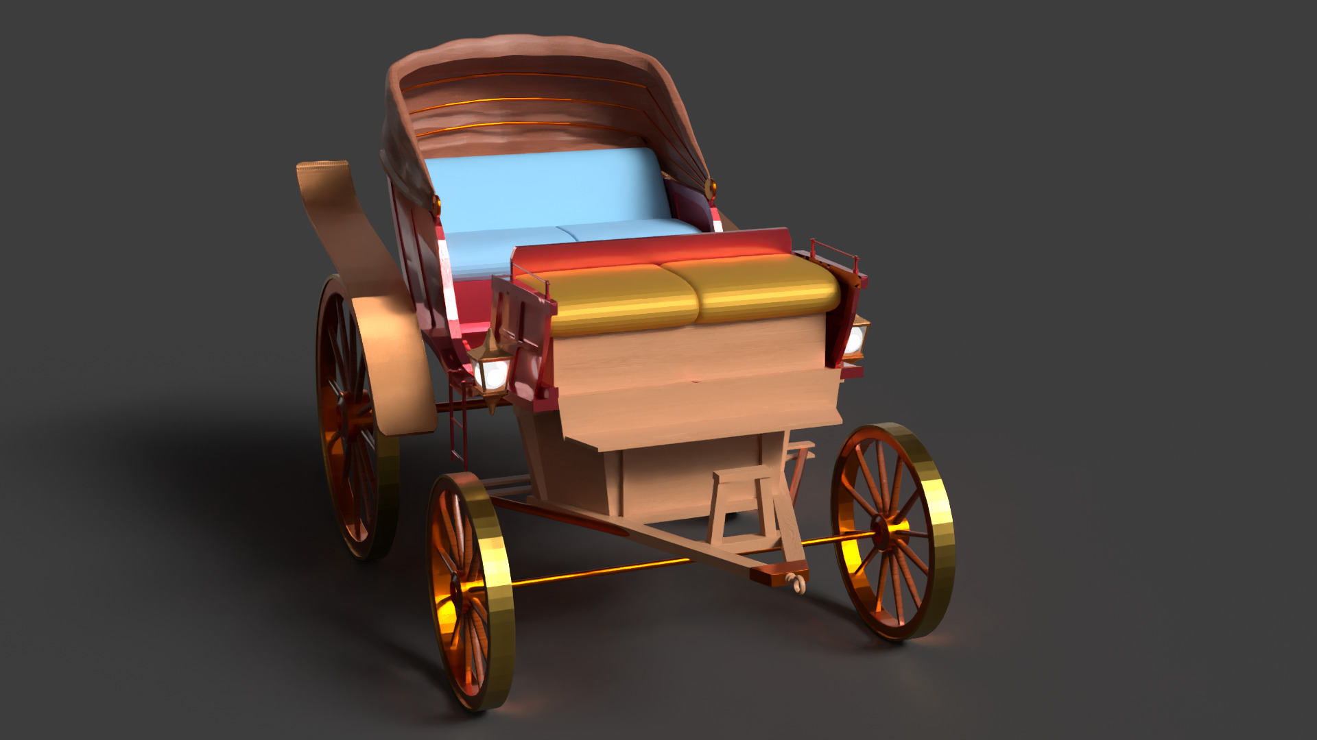 Chinese vintage buggy  Low-poly 3D model_3