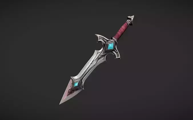 ornate fantasy sword with blue gem