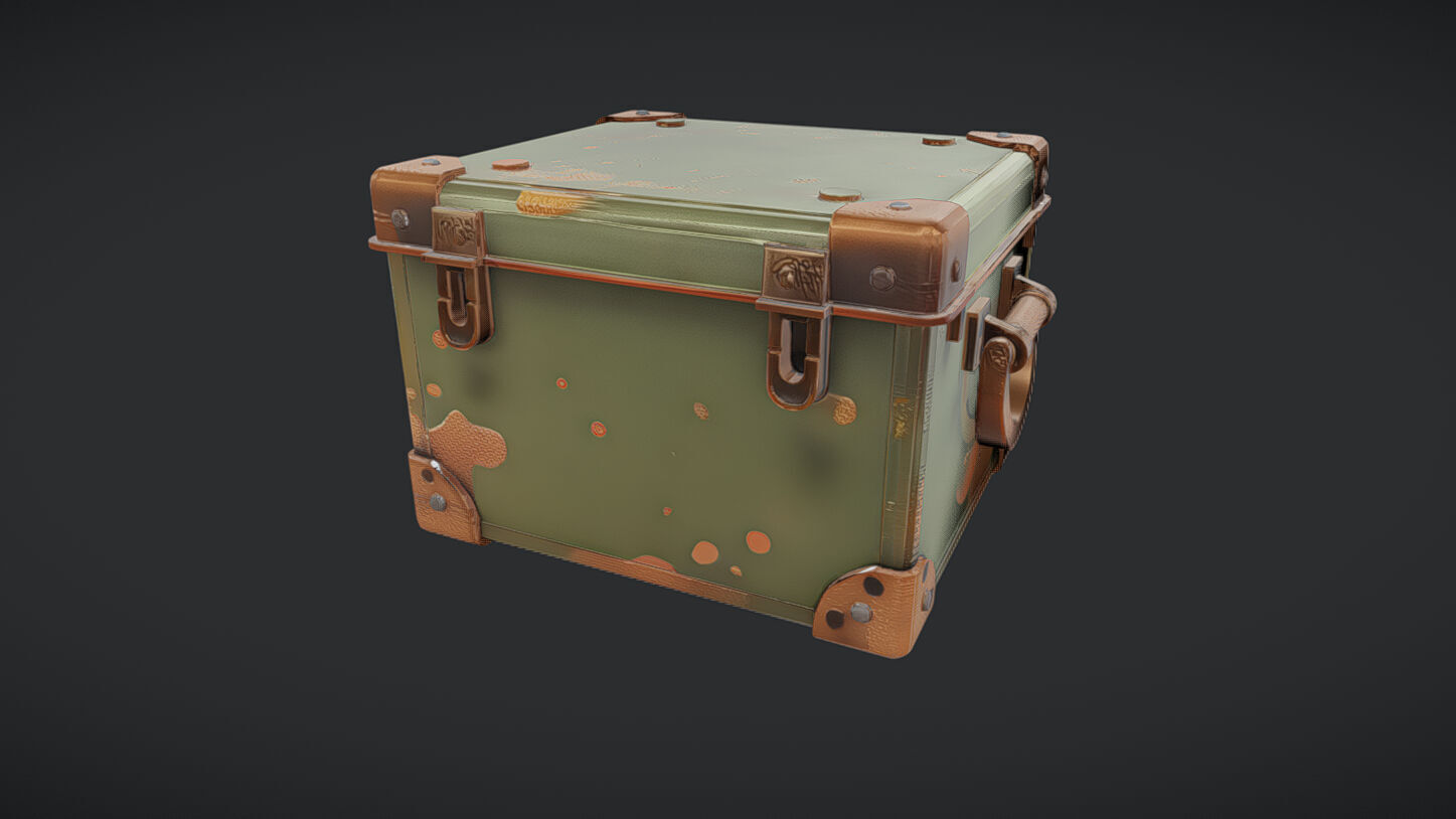 military-style metal cargo box 3D model_25
