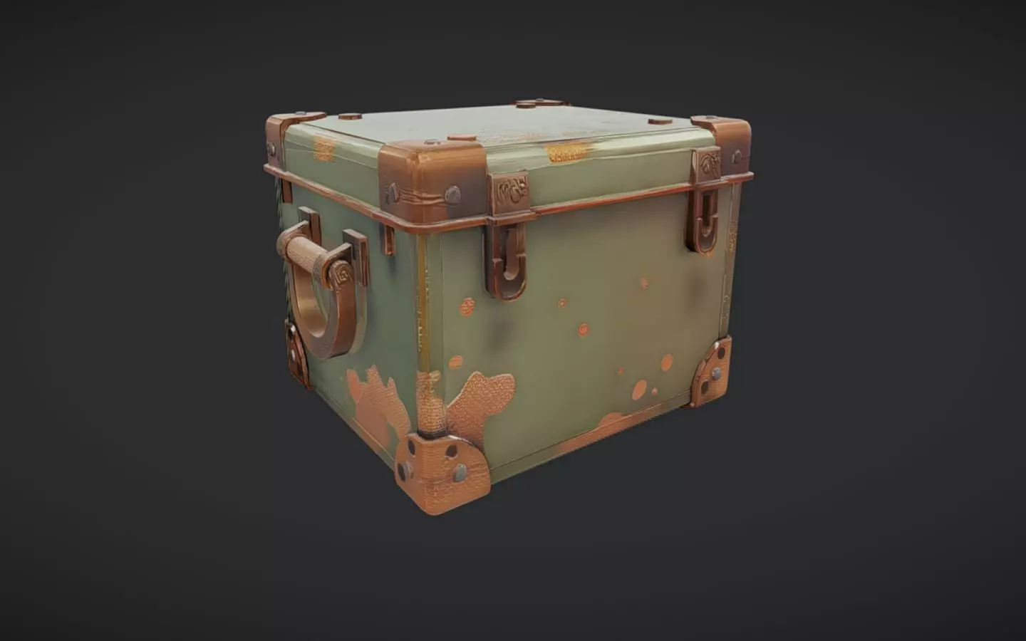 military-style metal cargo box 3D model_0