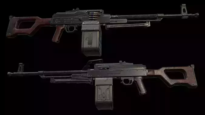 PKM Light Machine Gun Low-poly 3D model