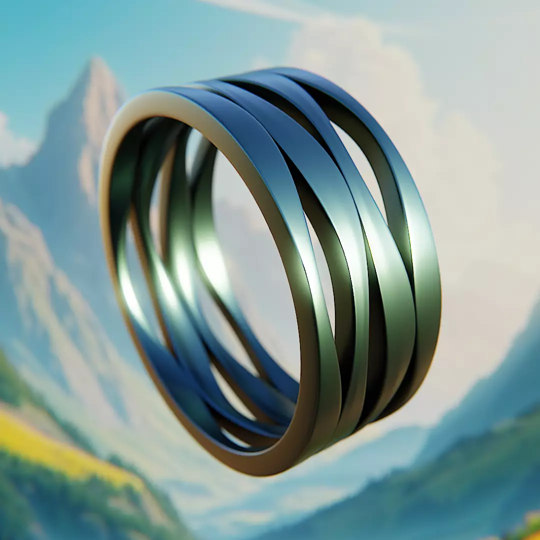 Intertwined Spiral Ring - Futuristic 3D Print Jewelry Model 54 3D print model