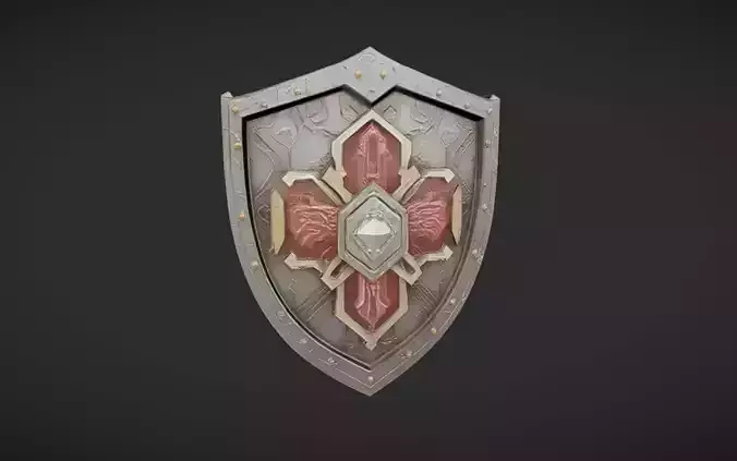 ornate medieval shield with intricate patterns