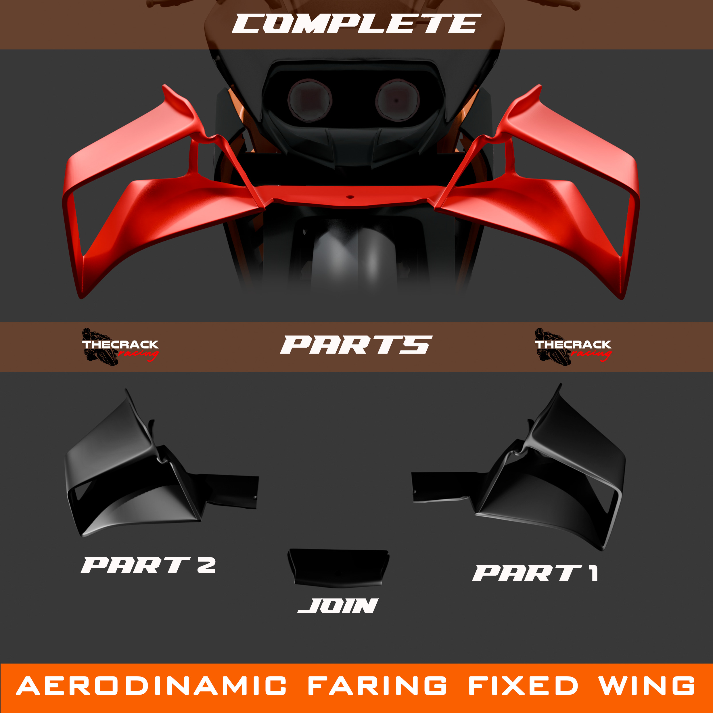 Winglet for KTM RC 200 390 MotoGP Front Wing 2014 a 2021 3D print model_3