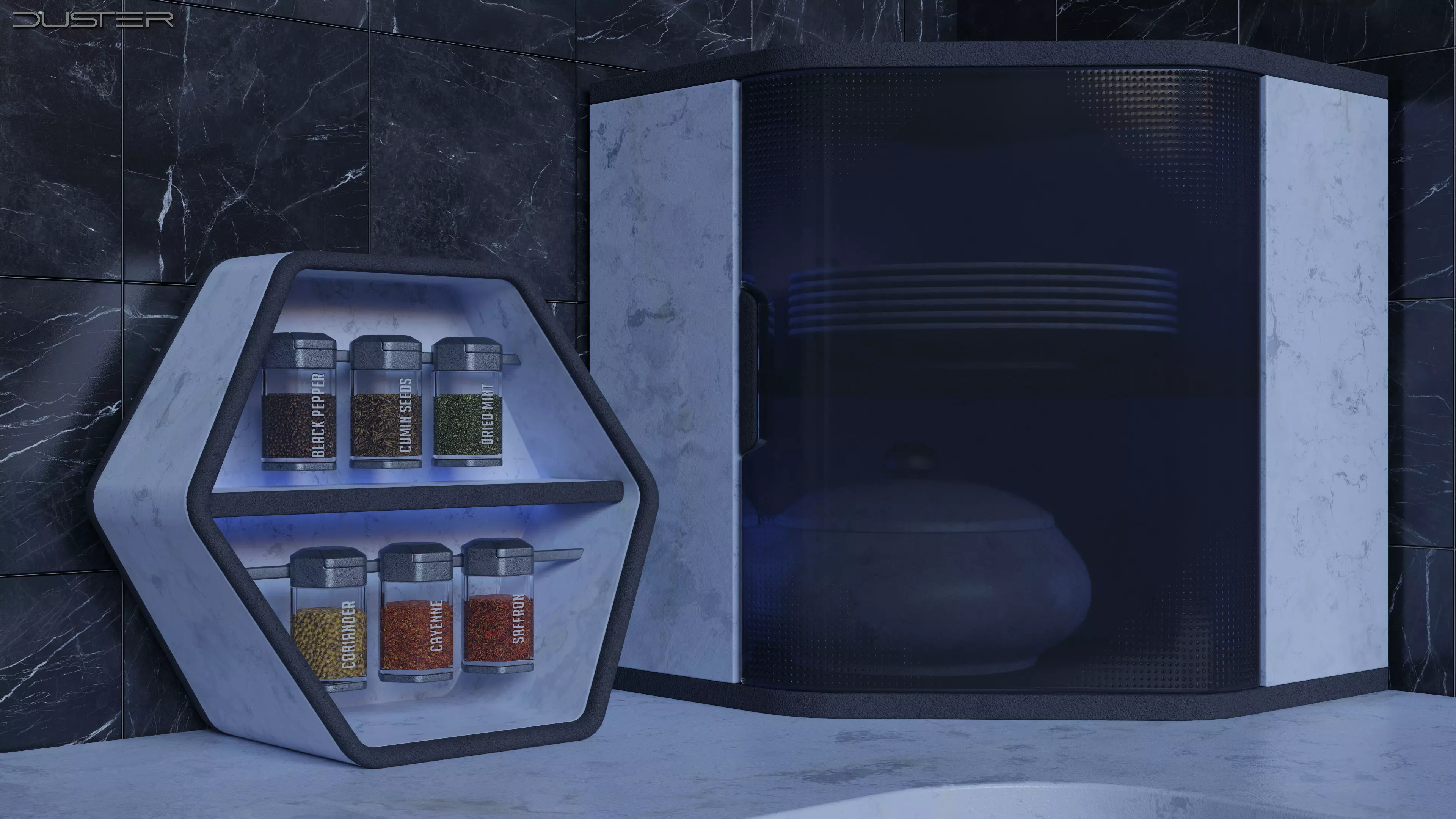 Modern Spice Rack and Cupboard 3D model