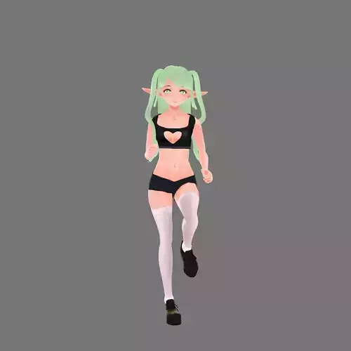 Lyra Mintleaf VRM anime model in Blender with Rig