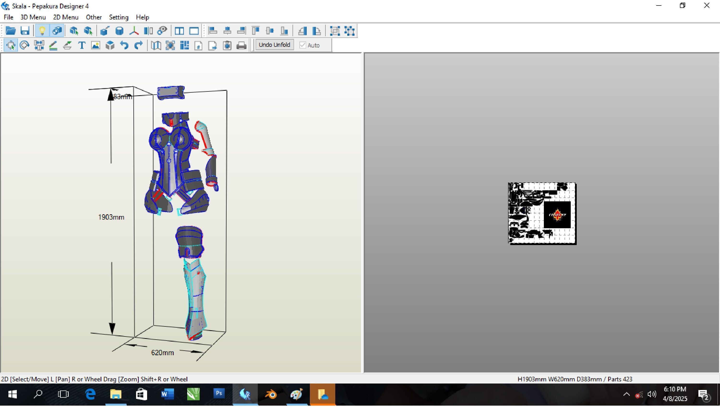 Mashu Kyrielight Armor Pepakura Foam Unfold 3D model_3