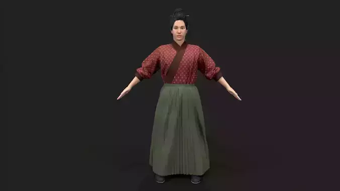 Ancient Asians people Women Low-poly 3D model