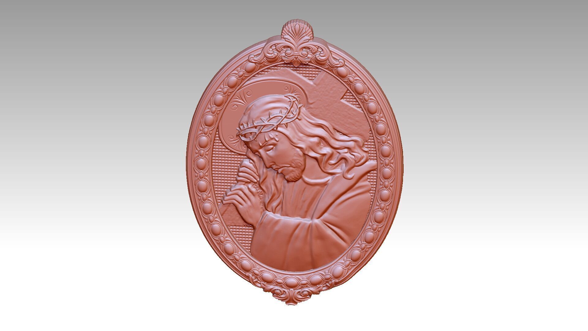 Jesus carries the cross relief 3D print model_5