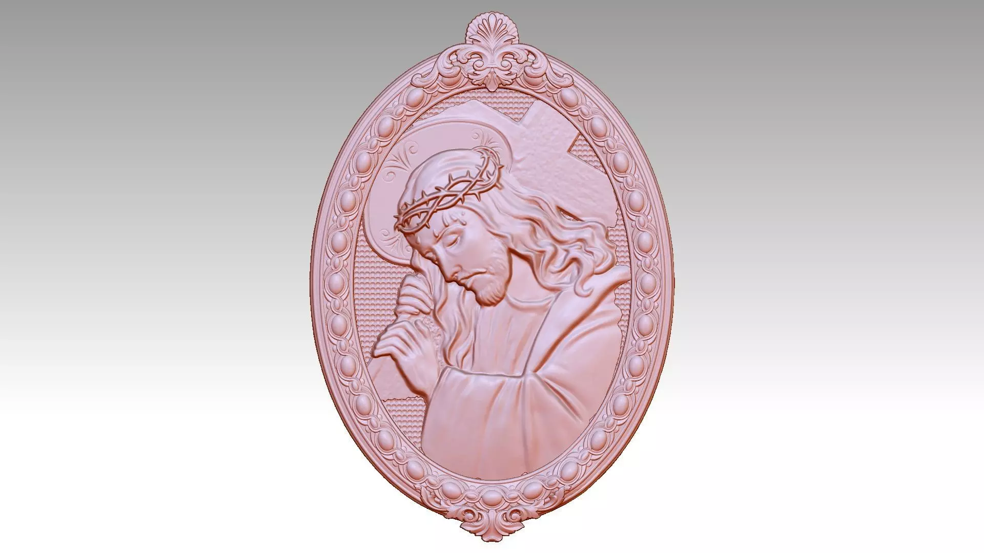 Jesus carries the cross relief 3D print model_0