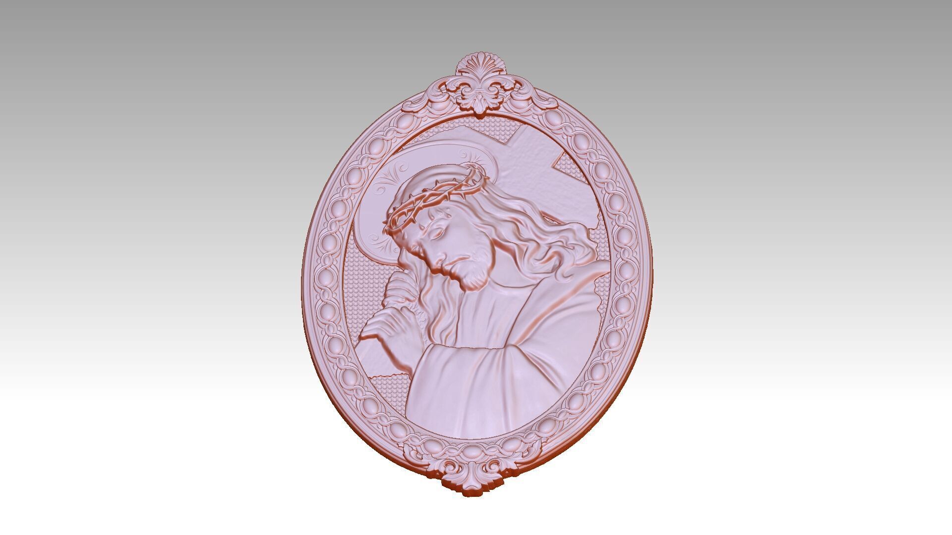 Jesus carries the cross relief 3D print model_4