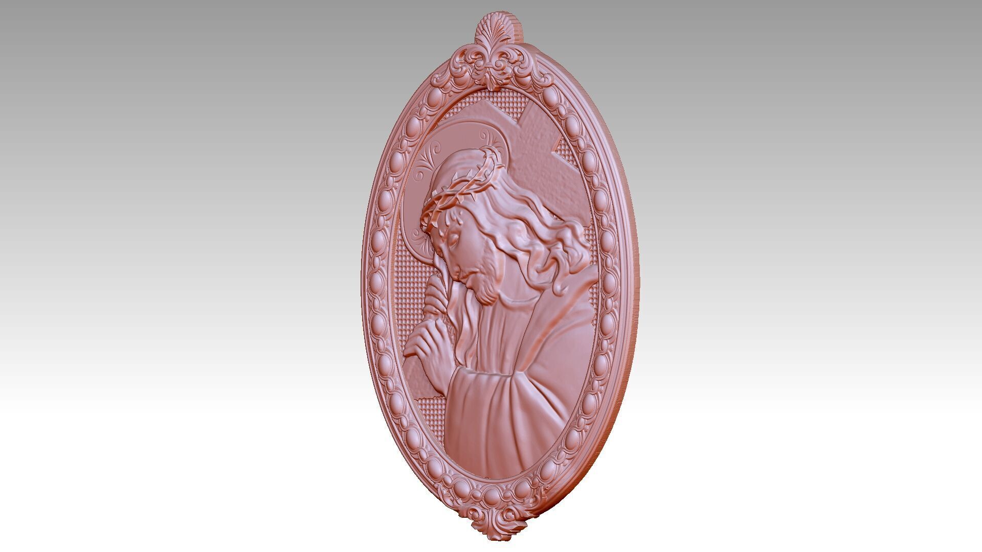 Jesus carries the cross relief 3D print model_1