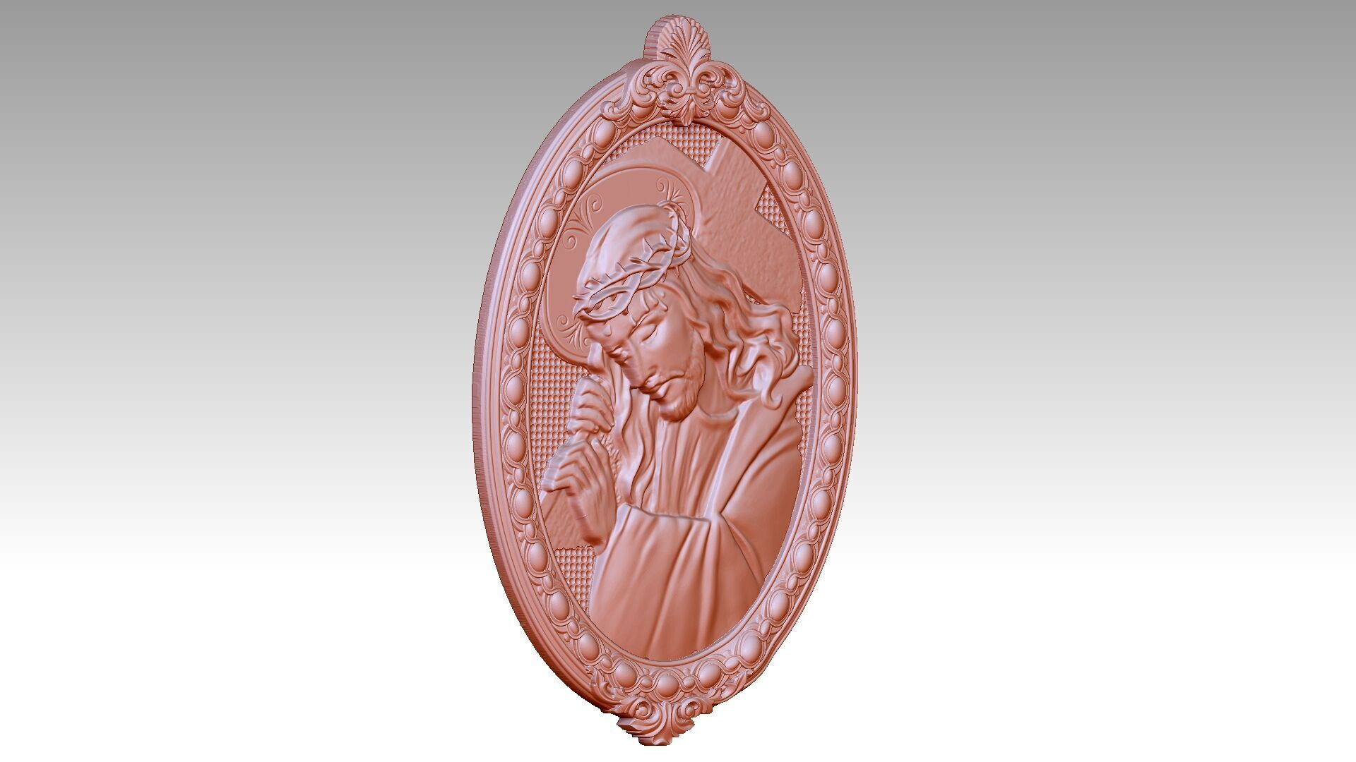 Jesus carries the cross relief 3D print model_2