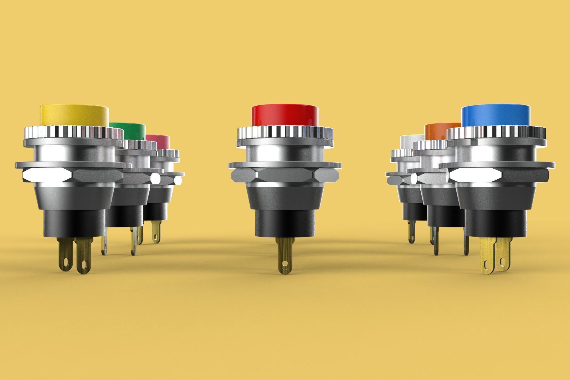 SET COLORFUL PUSH BUTTON MOMENTARY SELF RESET PRESS SWITCH SMALL 3D model_25