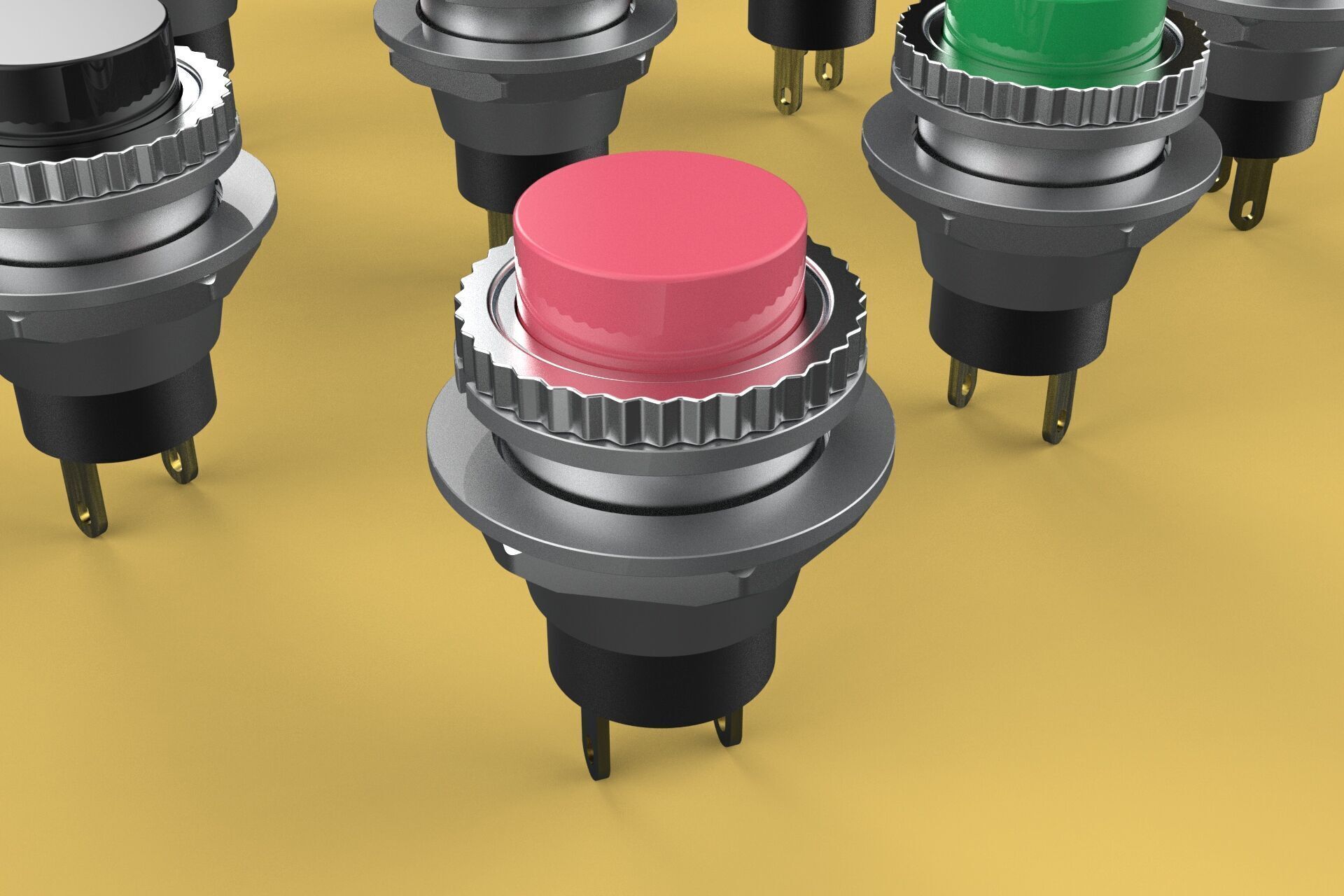 SET COLORFUL PUSH BUTTON MOMENTARY SELF RESET PRESS SWITCH SMALL 3D model_18