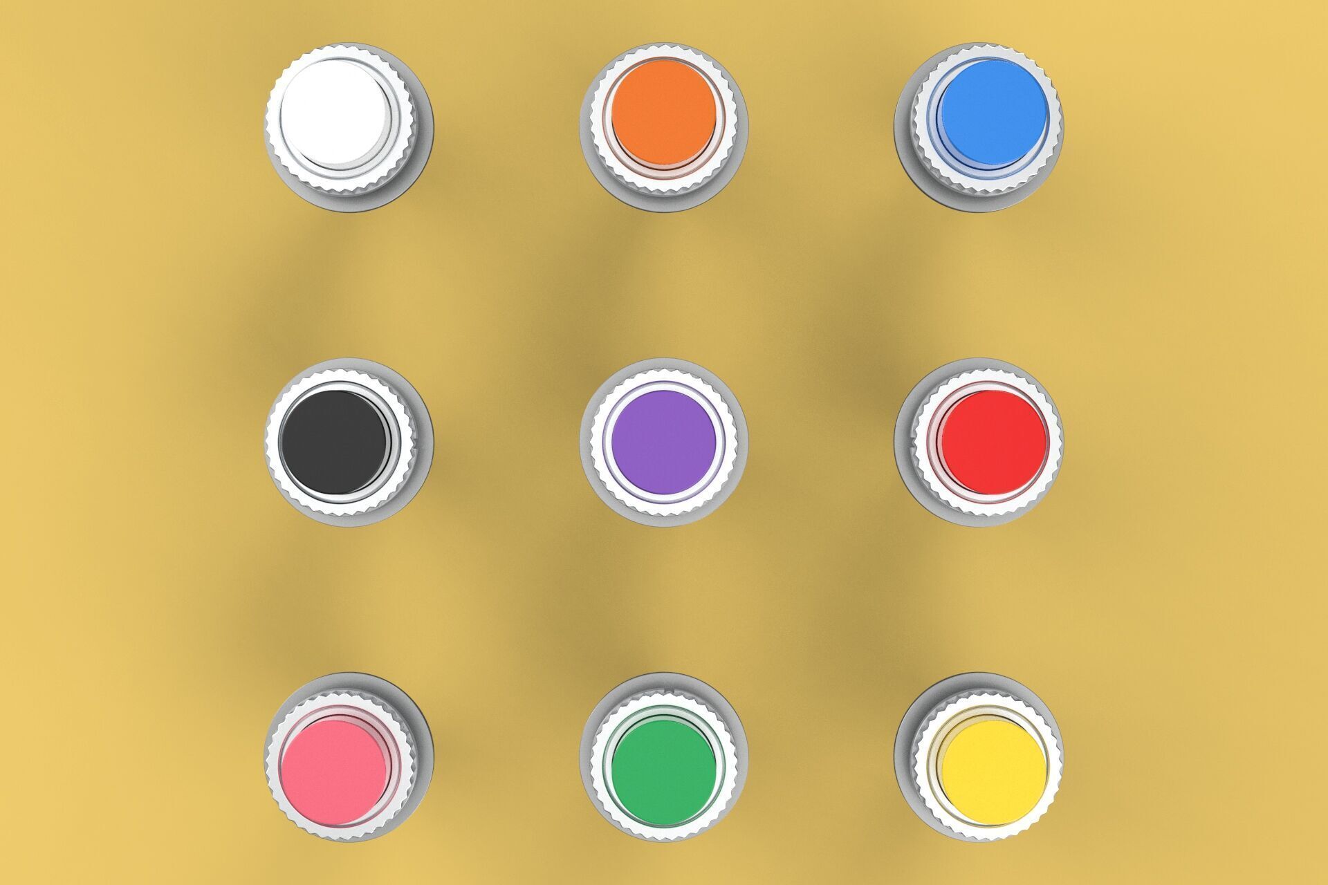 SET COLORFUL PUSH BUTTON MOMENTARY SELF RESET PRESS SWITCH SMALL 3D model_1