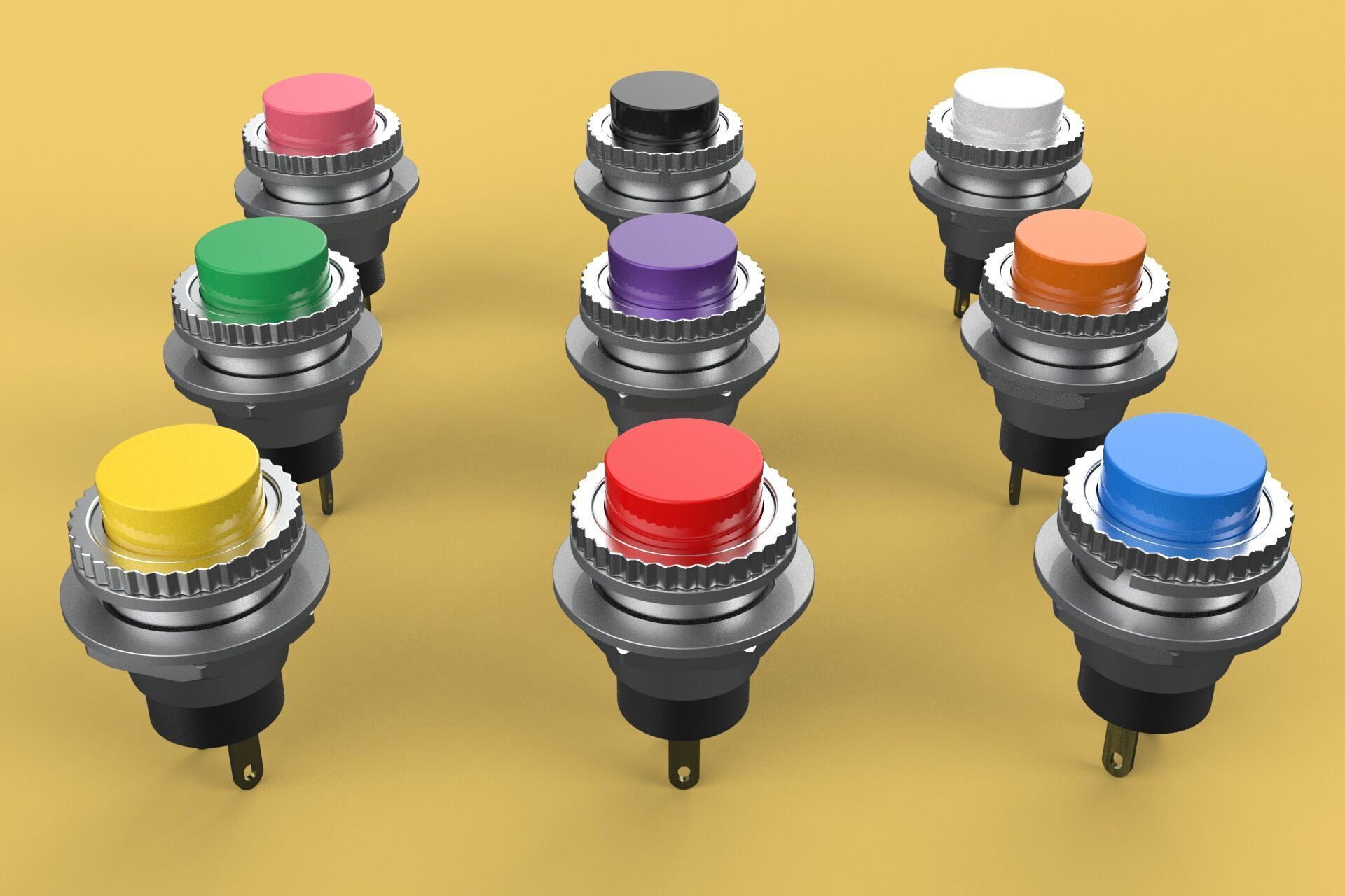 SET COLORFUL PUSH BUTTON MOMENTARY SELF RESET PRESS SWITCH SMALL 3D model_26