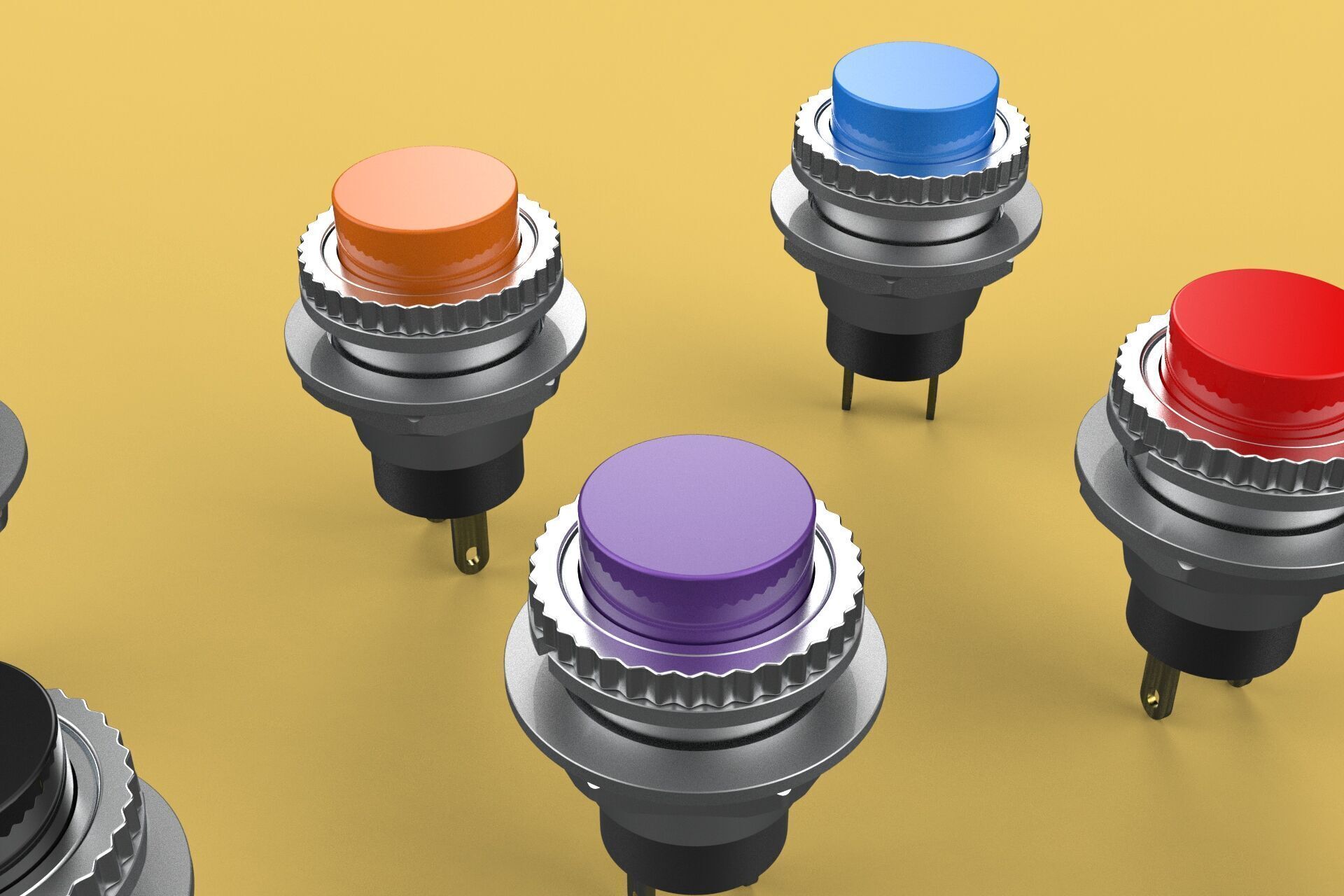 SET COLORFUL PUSH BUTTON MOMENTARY SELF RESET PRESS SWITCH SMALL 3D model_14