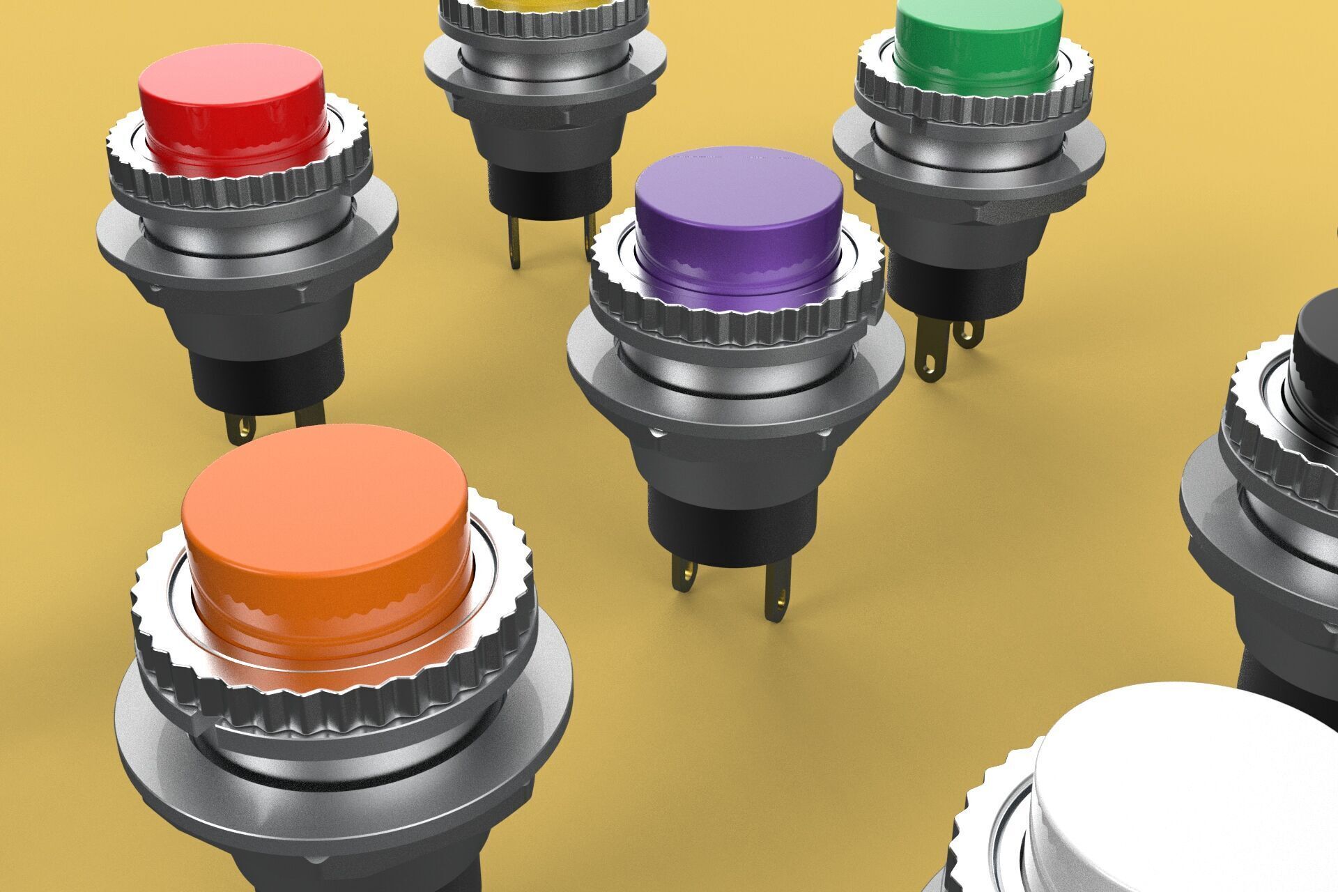 SET COLORFUL PUSH BUTTON MOMENTARY SELF RESET PRESS SWITCH SMALL 3D model_19