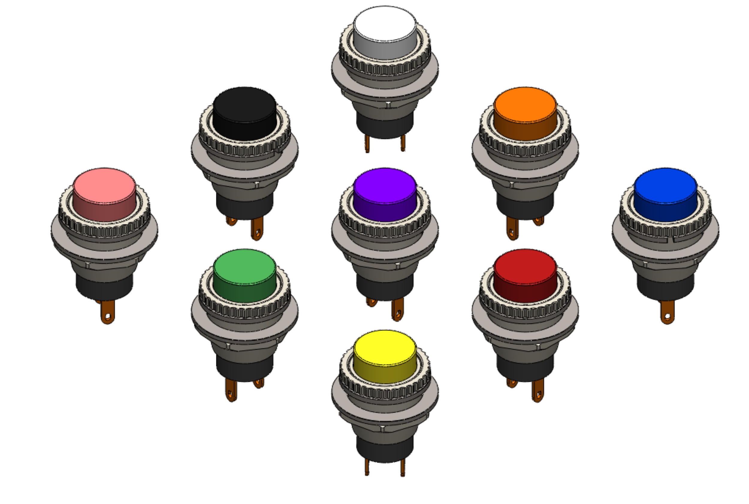 SET COLORFUL PUSH BUTTON MOMENTARY SELF RESET PRESS SWITCH SMALL 3D model_28