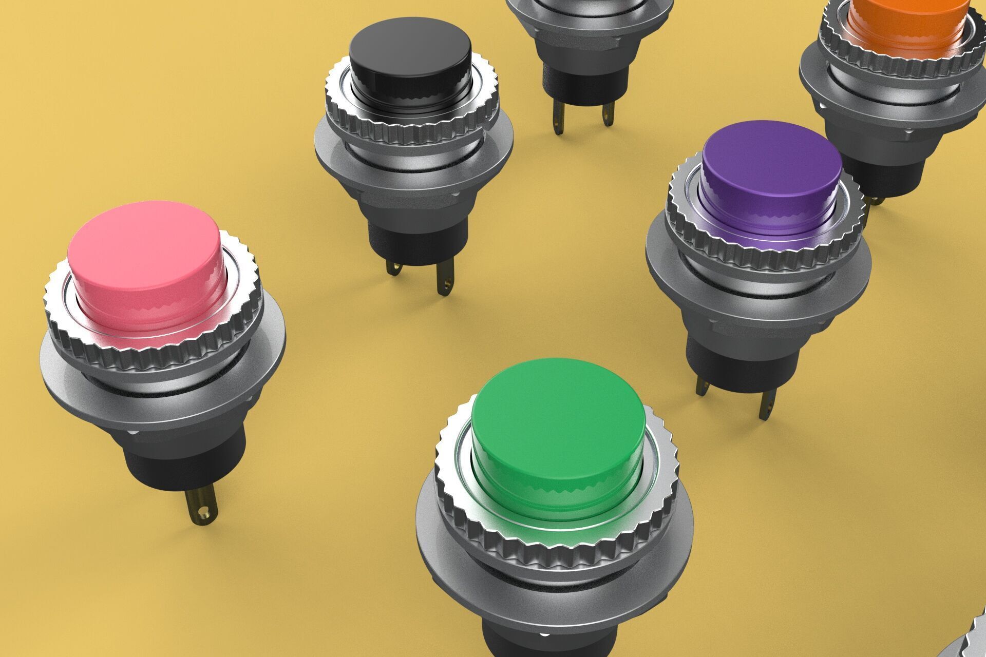 SET COLORFUL PUSH BUTTON MOMENTARY SELF RESET PRESS SWITCH SMALL 3D model_16