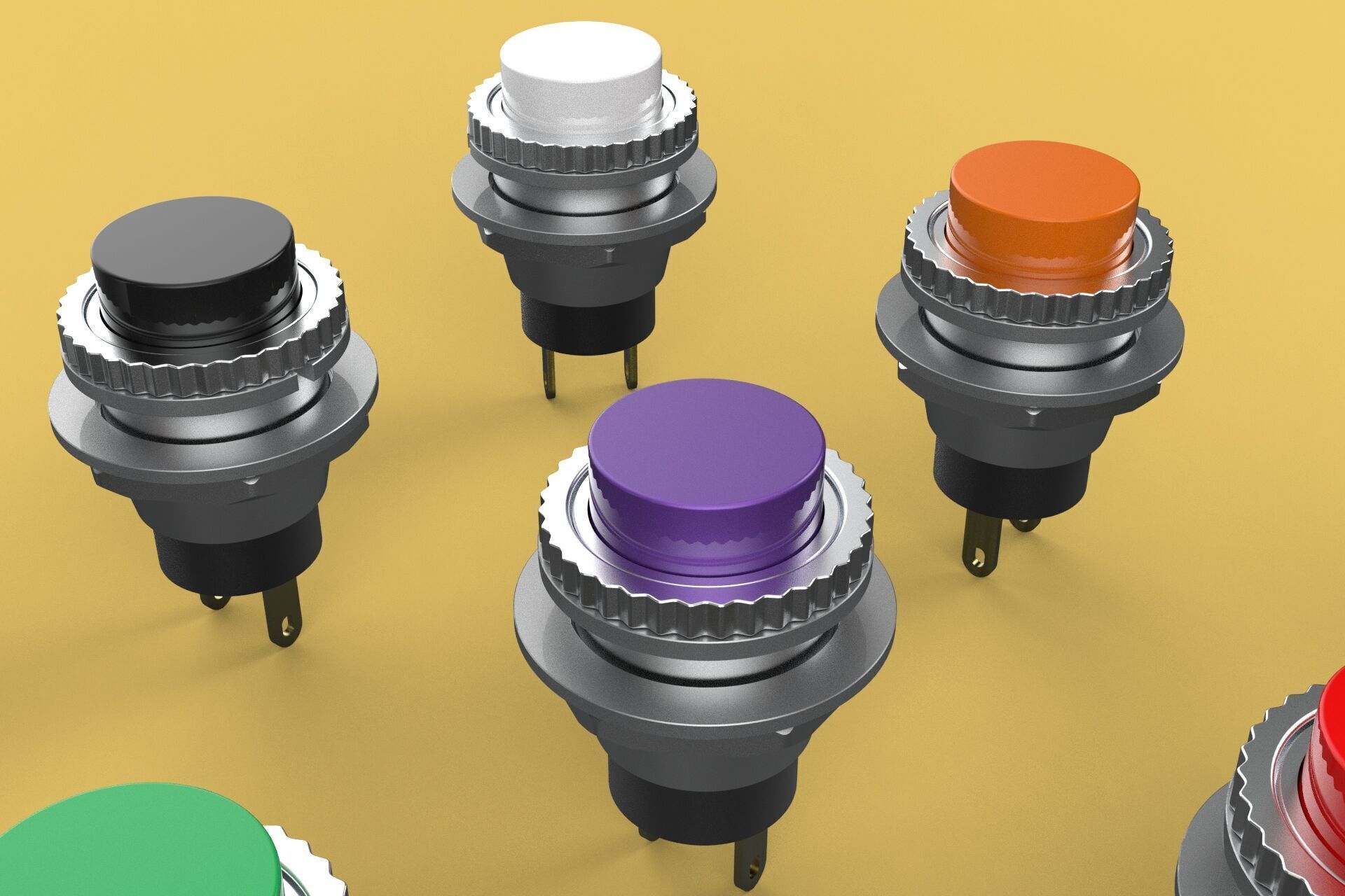 SET COLORFUL PUSH BUTTON MOMENTARY SELF RESET PRESS SWITCH SMALL 3D model_15