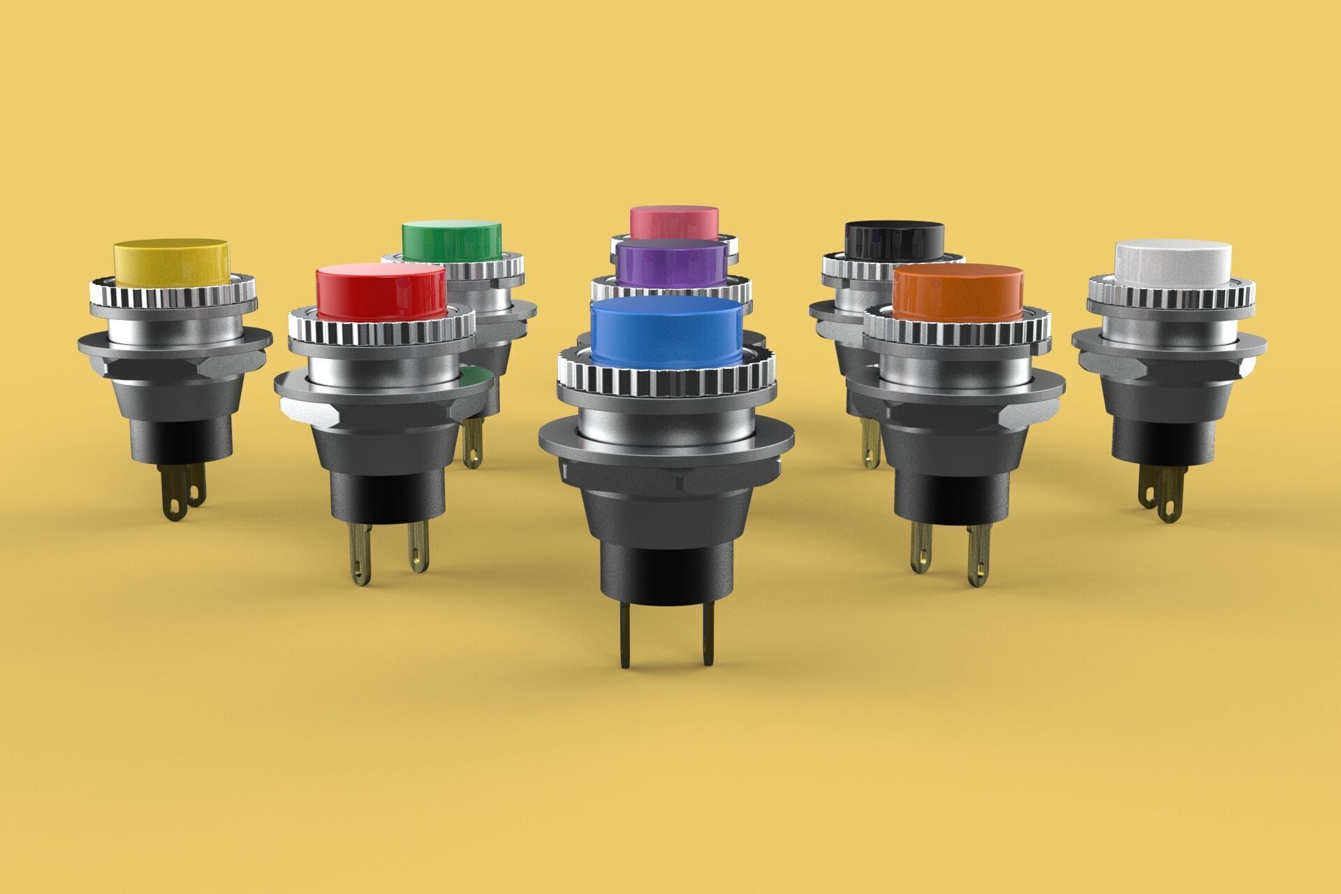 SET COLORFUL PUSH BUTTON MOMENTARY SELF RESET PRESS SWITCH SMALL 3D model_8