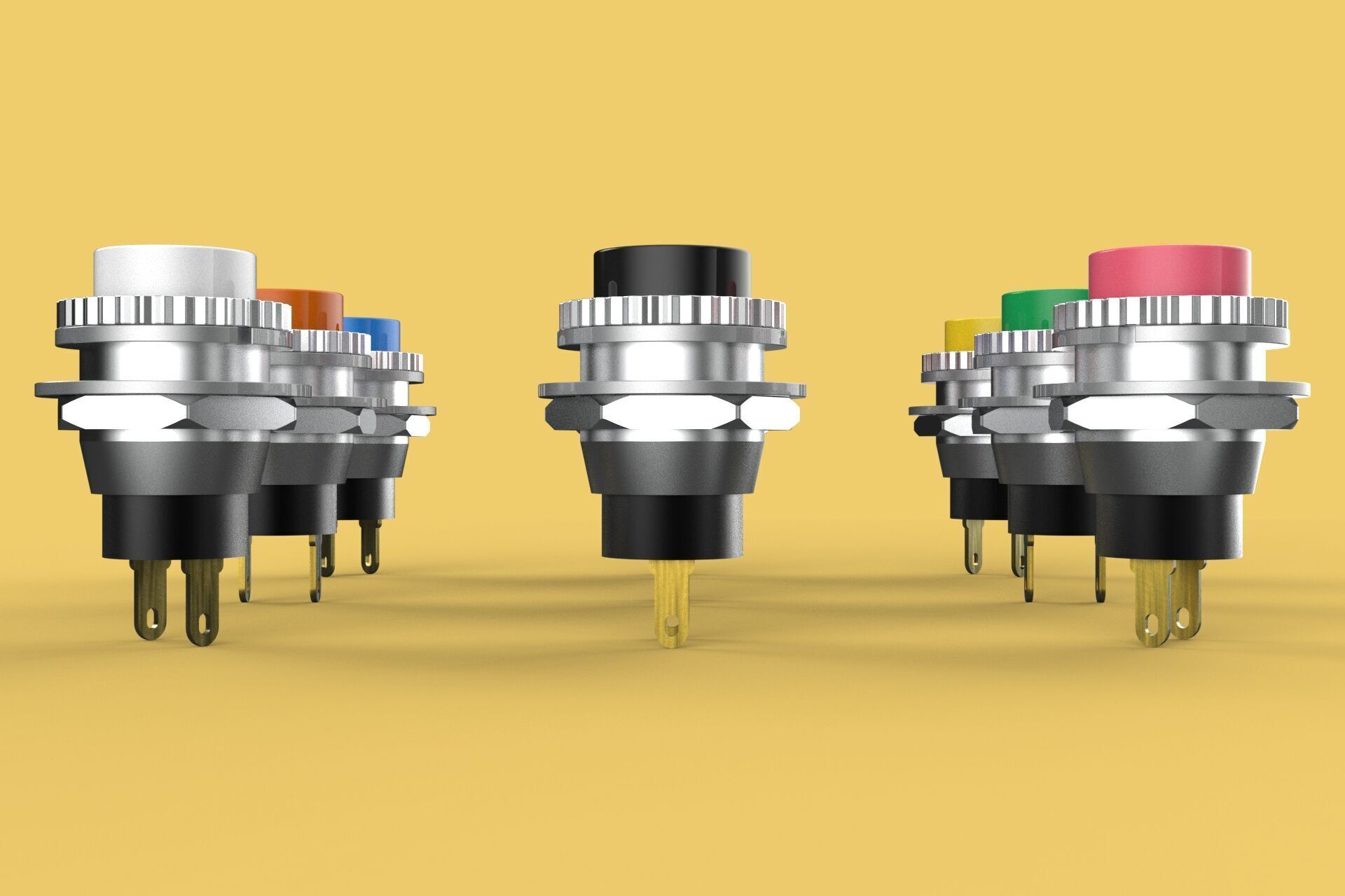 SET COLORFUL PUSH BUTTON MOMENTARY SELF RESET PRESS SWITCH SMALL 3D model_23