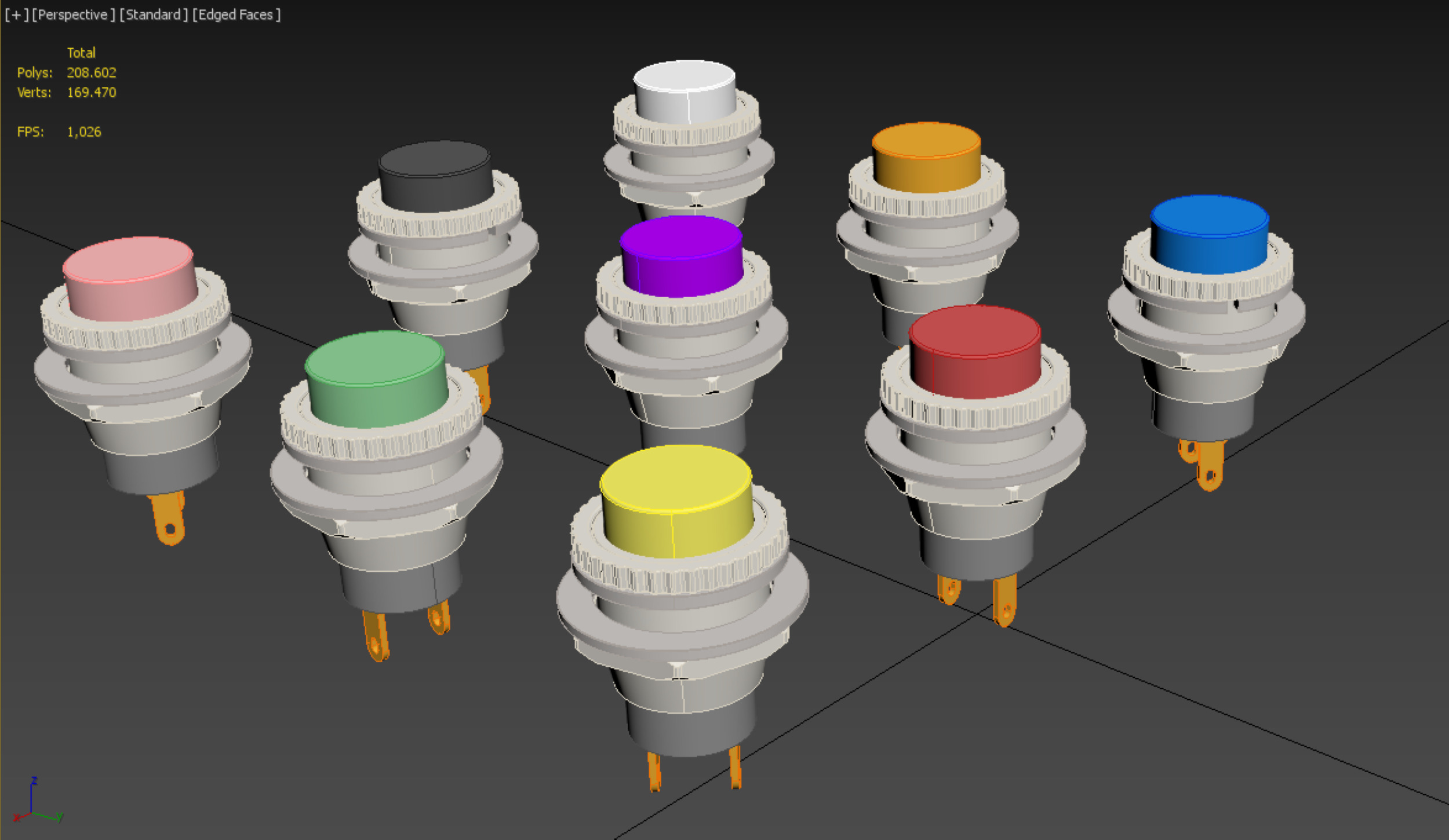 SET COLORFUL PUSH BUTTON MOMENTARY SELF RESET PRESS SWITCH SMALL 3D model_30