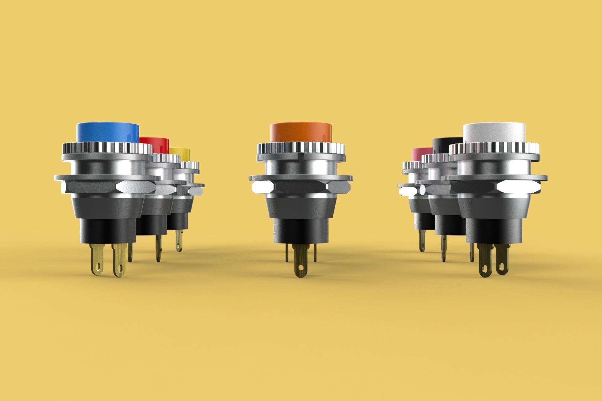 SET COLORFUL PUSH BUTTON MOMENTARY SELF RESET PRESS SWITCH SMALL 3D model_21