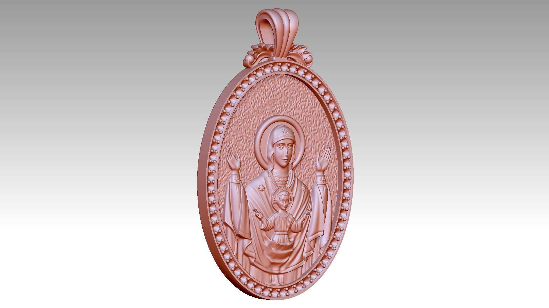 The Virgin Mary and Jesus Relief 2 3D print model_3