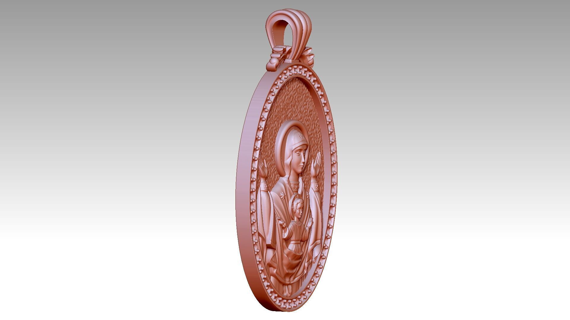 The Virgin Mary and Jesus Relief 2 3D print model_4