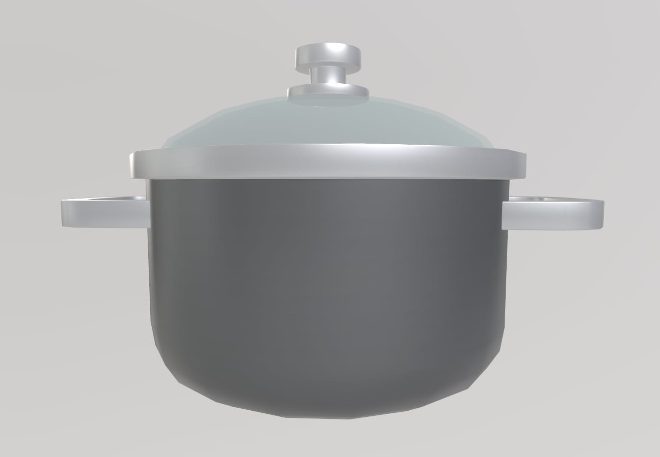 Stylized Low-Poly Kitchen Pot Low-poly 3D model_10