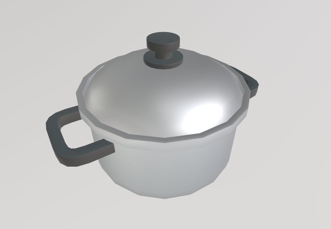 Stylized Low-Poly Kitchen Pot Low-poly 3D model_6