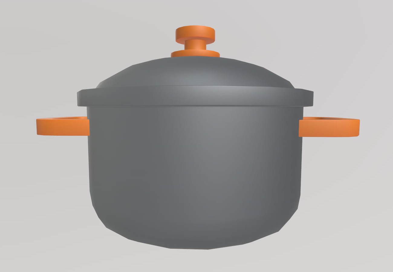 Stylized Low-Poly Kitchen Pot Low-poly 3D model_8