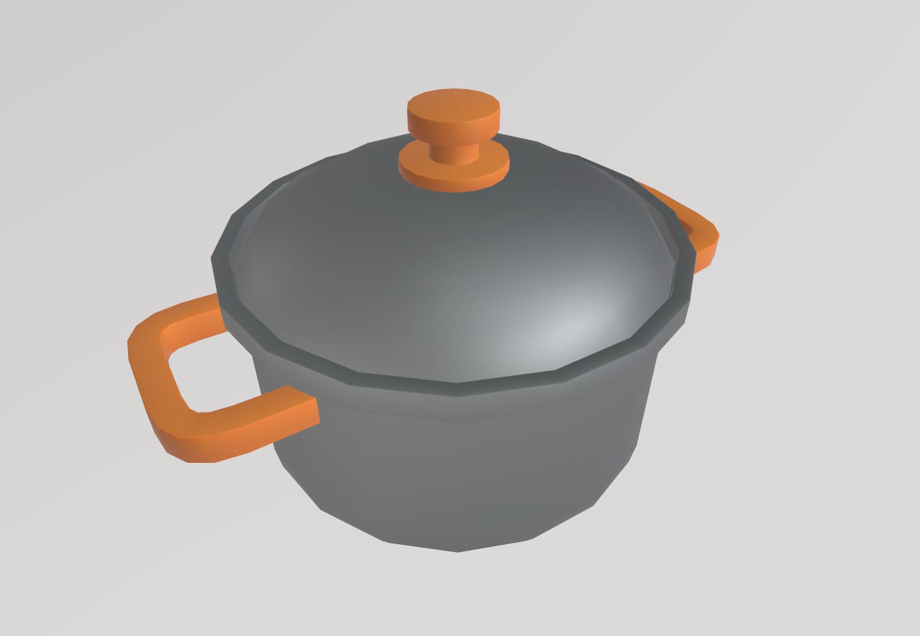 Stylized Low-Poly Kitchen Pot Low-poly 3D model_5