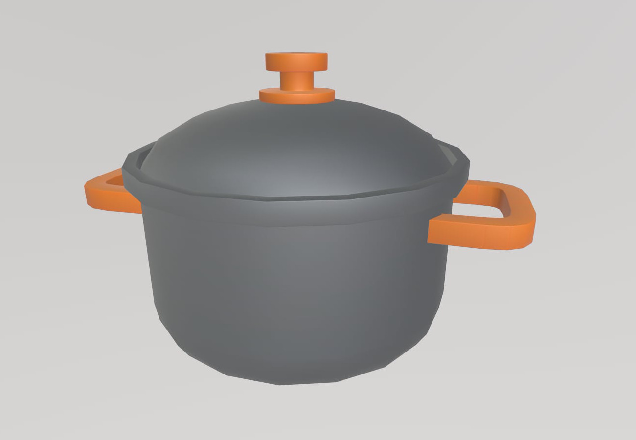 Stylized Low-Poly Kitchen Pot Low-poly 3D model_2