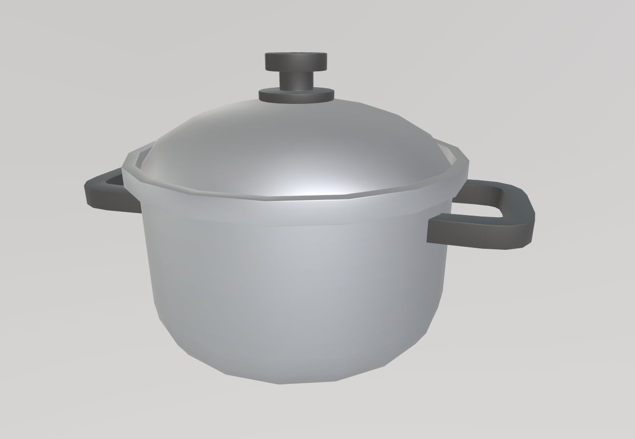 Stylized Low-Poly Kitchen Pot Low-poly 3D model_3