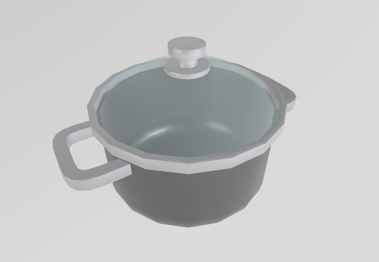 Stylized Low-Poly Kitchen Pot Low-poly 3D model_7