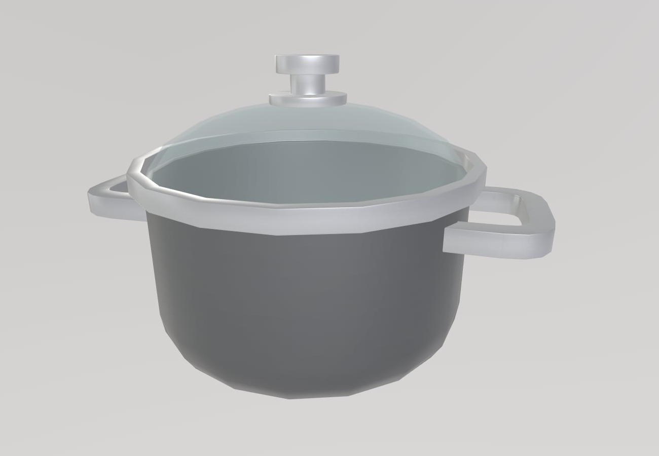 Stylized Low-Poly Kitchen Pot Low-poly 3D model_4
