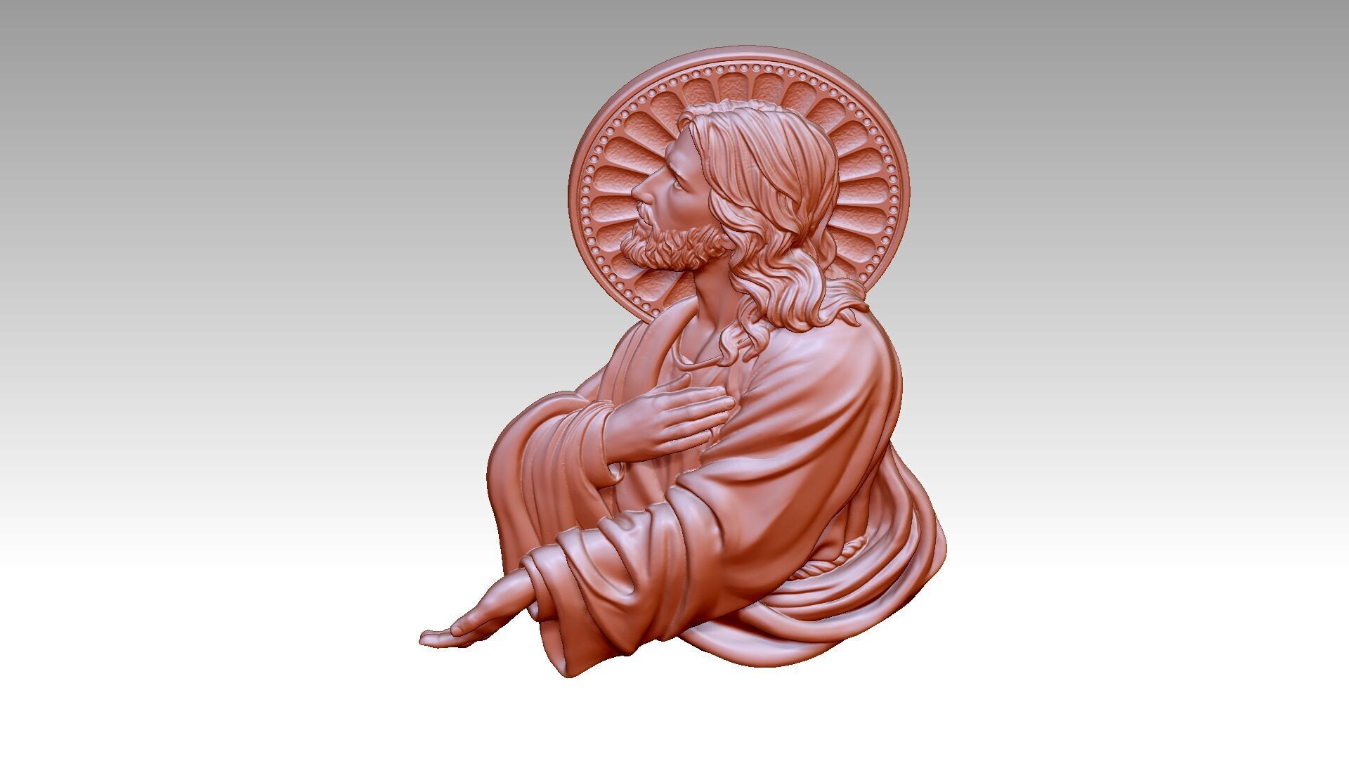 Jesus prays reliefs 4 3D print model_6