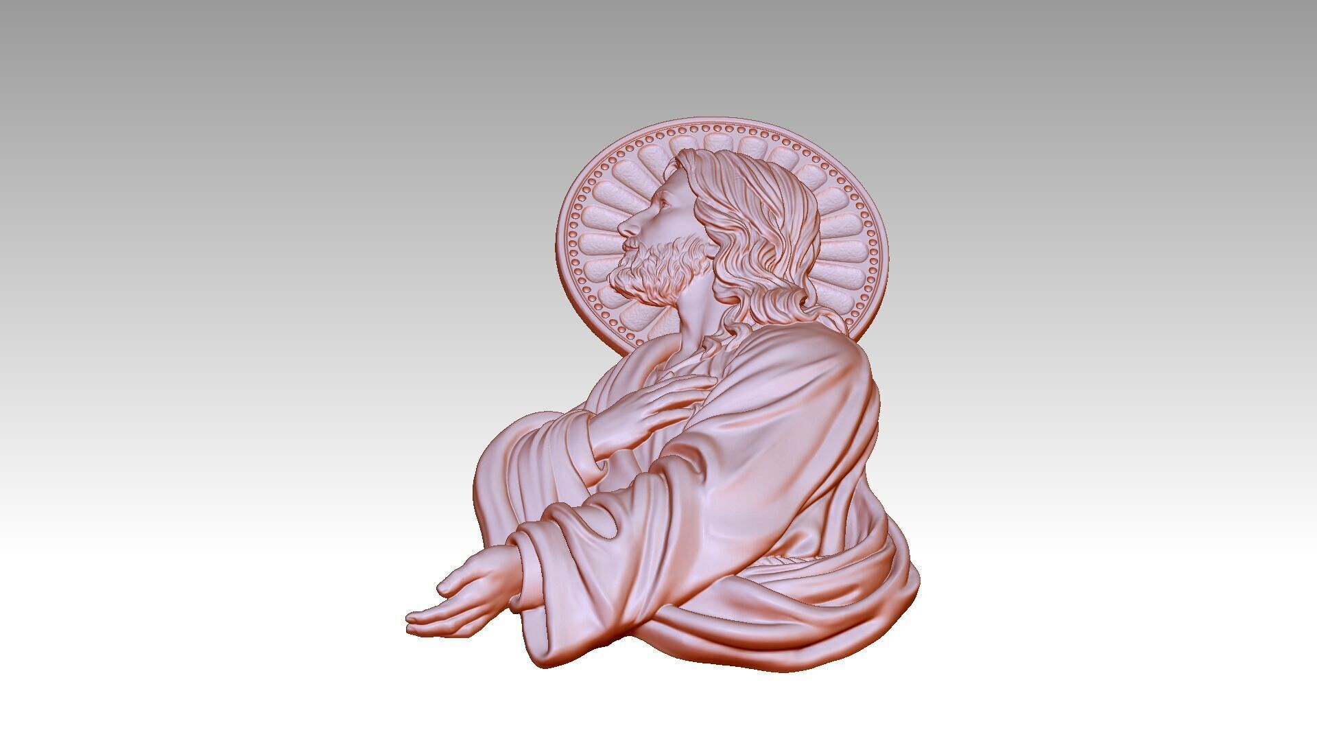 Jesus prays reliefs 4 3D print model_5