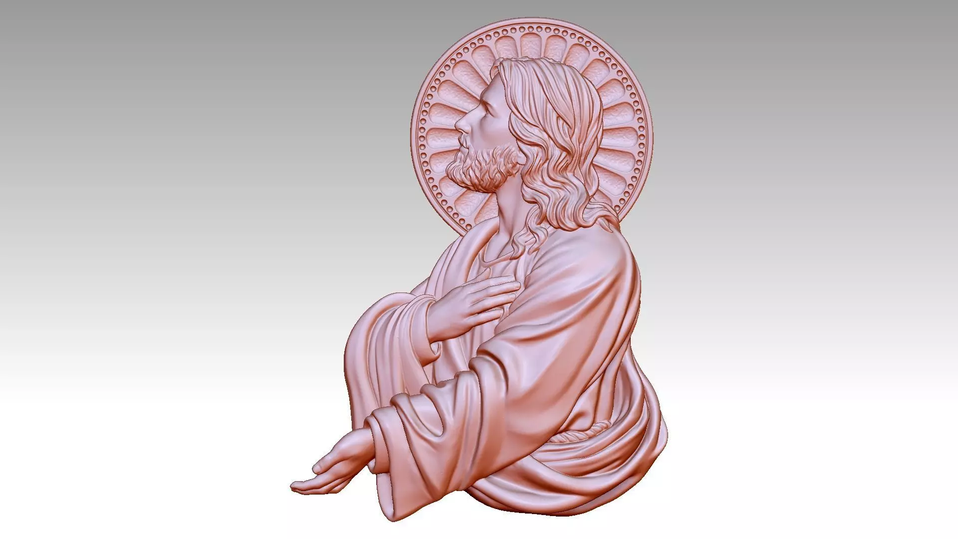 Jesus prays reliefs 4 3D print model_0