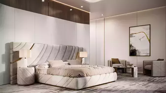 Modern luxury bedroom 3D model