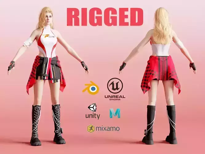 Racer Girl F1 Cheerleader Girl Teen RIGGED - LAUNCH DISCOUNT Low-poly 3D model