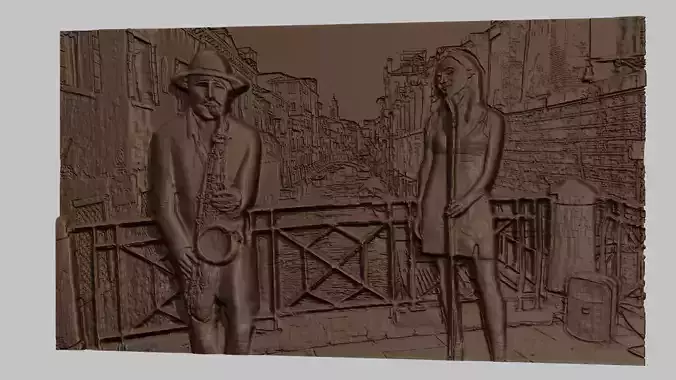 Saxphone singer relief sculpture